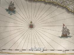 Nova Hispania Mexico 1642 Willem Blaeu Large Antique Engraved Map 17th Century