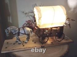 OOAK Handcrafted Covered Wagon Table Lamp Breyer Horse Rustic Cowboys Theme
