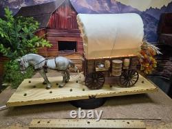 OOAK Handcrafted Covered Wagon Table Lamp Breyer Horse Rustic Cowboys Theme