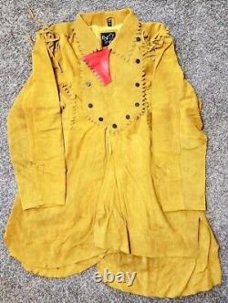 Old Antique Western Coat Cowboy Jacket Suede Leather Native American War Shirt