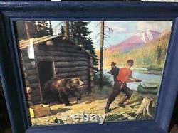 Old Cabin Raider1920's Vintage PrintXPhilip GoodwinMountain Camp Bear Raid