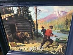 Old Cabin Raider1920's Vintage PrintXPhilip GoodwinMountain Camp Bear Raid