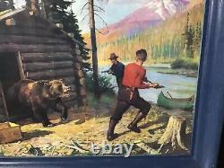 Old Cabin Raider1920's Vintage PrintXPhilip GoodwinMountain Camp Bear Raid