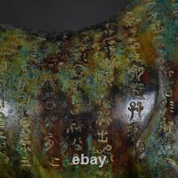 Old China Western Zhou Bronze Ware Cattle Cow Large Horn Ox statue sculpture