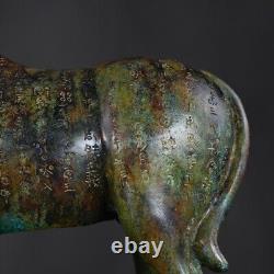 Old China Western Zhou Bronze Ware Cattle Cow Large Horn Ox statue sculpture