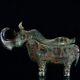 Old China Western Zhou Bronze Ware Cattle Cow Large Horn incense burner censer