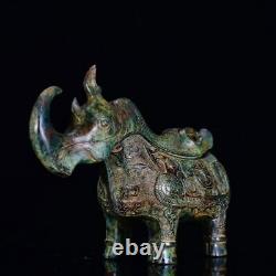 Old China Western Zhou Bronze Ware Cattle Cow Large Horn incense burner censer