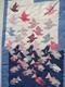 Old Native America Textile Tapestry Style Southwestern Colorful Fish with Birds
