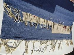 Old Native America Textile Tapestry Style Southwestern Colorful Fish with Birds