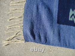 Old Native America Textile Tapestry Style Southwestern Colorful Fish with Birds