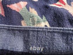 Old Native America Textile Tapestry Style Southwestern Colorful Fish with Birds