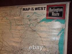 Original Large 44 X 62 1961 Burlington Route Wall Map Of The Western U. States