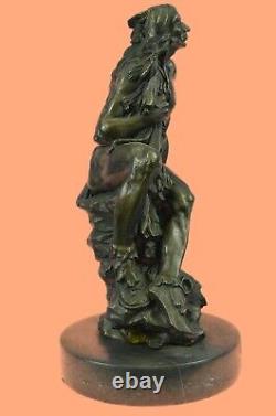 Original Large Indian Chief Bronze Sculpture on Marble Base Figurine Western Art