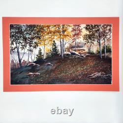 Original Signed Jon Birdsong Watercolor New Mexico Autumn Landscape Framed Art