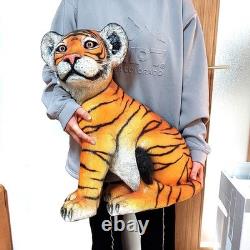 Ornament Tiger Figure Child Tiger Statue Vintage Large Antique Western Retro Ame