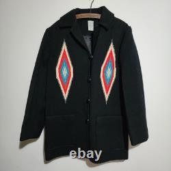 Ortegas Chimayo Coat Vintage USA Made Black Hand Woven Rare Western Jacket