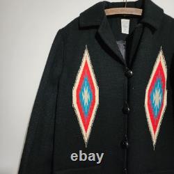 Ortegas Chimayo Coat Vintage USA Made Black Hand Woven Rare Western Jacket