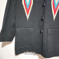 Ortegas Chimayo Coat Vintage USA Made Black Hand Woven Rare Western Jacket