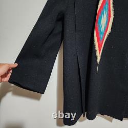 Ortegas Chimayo Coat Vintage USA Made Black Hand Woven Rare Western Jacket