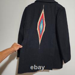 Ortegas Chimayo Coat Vintage USA Made Black Hand Woven Rare Western Jacket