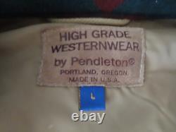 PENDLETON Native Jacket Wool 80s high grade Western Wear L Green Men's Vintage