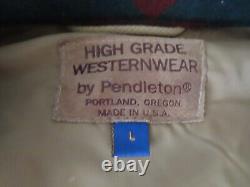 PENDLETON Native Jacket Wool 80s high grade Western Wear L Green Men's Vintage
