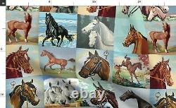 Paint Horses Large Vintage Western 100% Cotton Sateen Sheet Set by Spoonflower