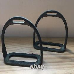 Pair of Antique Large CIVIL WAR CS Stirrups ruff cast bronze 6W x 7H x2.25D