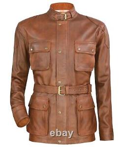 Panther Leather Jacket Antique Brown Trialmaster Benjamin Genuine Military Men's