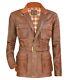 Panther Leather Jacket Antique Brown Trialmaster Benjamin Genuine Military Men's