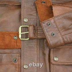 Panther Leather Jacket Antique Brown Trialmaster Benjamin Genuine Military Men's