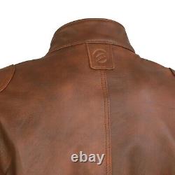 Panther Leather Jacket Antique Brown Trialmaster Benjamin Genuine Military Men's