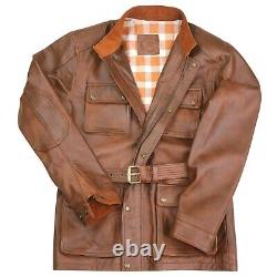 Panther Leather Jacket Antique Brown Trialmaster Benjamin Genuine Military Men's