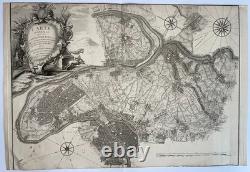 Paris Chasses Du Roy 1737 Large Unusual Antique Map 18th Century