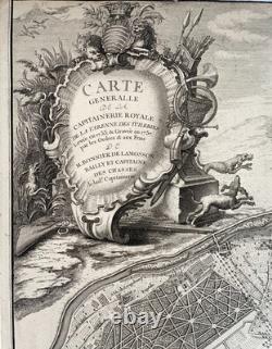 Paris Chasses Du Roy 1737 Large Unusual Antique Map 18th Century