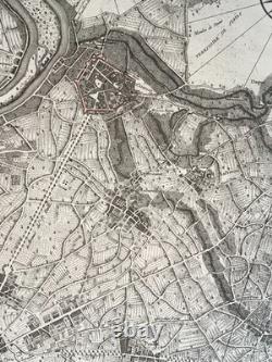 Paris Chasses Du Roy 1737 Large Unusual Antique Map 18th Century