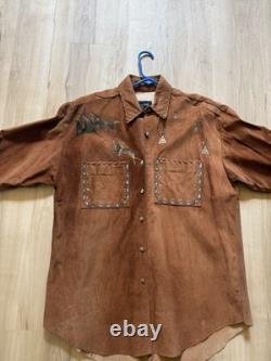 Patricia Wolf Brown Suede Western Jacket Horse Teepee Design Size L