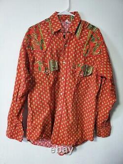 Pearl snap Button Down Western Shirt Cotton Longsleeve Shirt Vintage no tag