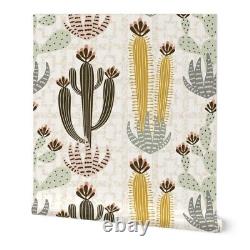 Peel-and-Stick Removable Wallpaper Cactus Neutral Large Scale Western Desert