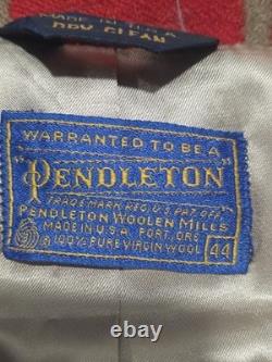 Pendleton High Grade Western Wear Blanket Coat Size 44 Red Navajo Southwest Wool