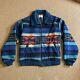 Pendleton High Grade Western Wear Blue Aztec Wool Bomber Jacket Men's LARGE L