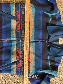 Pendleton High Grade Western Wear Blue Aztec Wool Bomber Jacket Men's LARGE L