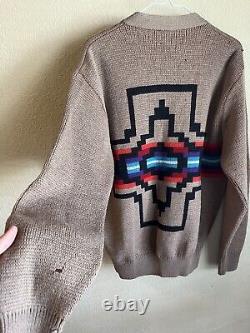 Pendleton Tan Wool Aztec Cardigan Sweater Vintage 1960's Western Wear Men's L