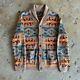 Pendleton Western Indian Tribal Aztec Knit Shawl Collar Cardigan Sweater XL