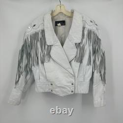 Phoenix Womens Vintage Leather Fringe Jacket Size L Western Rodeo Glam Cowgirl