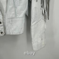 Phoenix Womens Vintage Leather Fringe Jacket Size L Western Rodeo Glam Cowgirl
