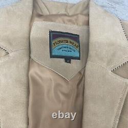 Pioneer Wear Jacket Leather Suede Women Large Western Vintage Cropped Fringe USA