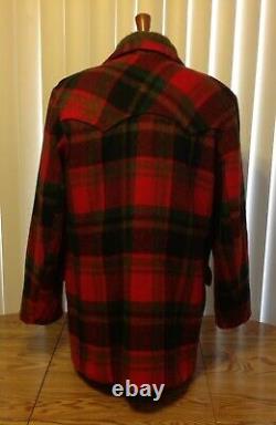Pioneer Wear VTG Western Red Plaid Wool Jacket Coat Sherpa Quilt Lined Men's 42L