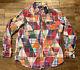 Polo Ralph Lauren Mens SIZE L LARGE Patchwork Plaid Madras Western Snap Shirt