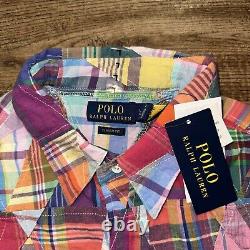 Polo Ralph Lauren Mens SIZE L LARGE Patchwork Plaid Madras Western Snap Shirt